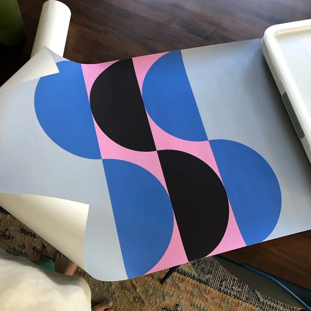 West Elm blue pink